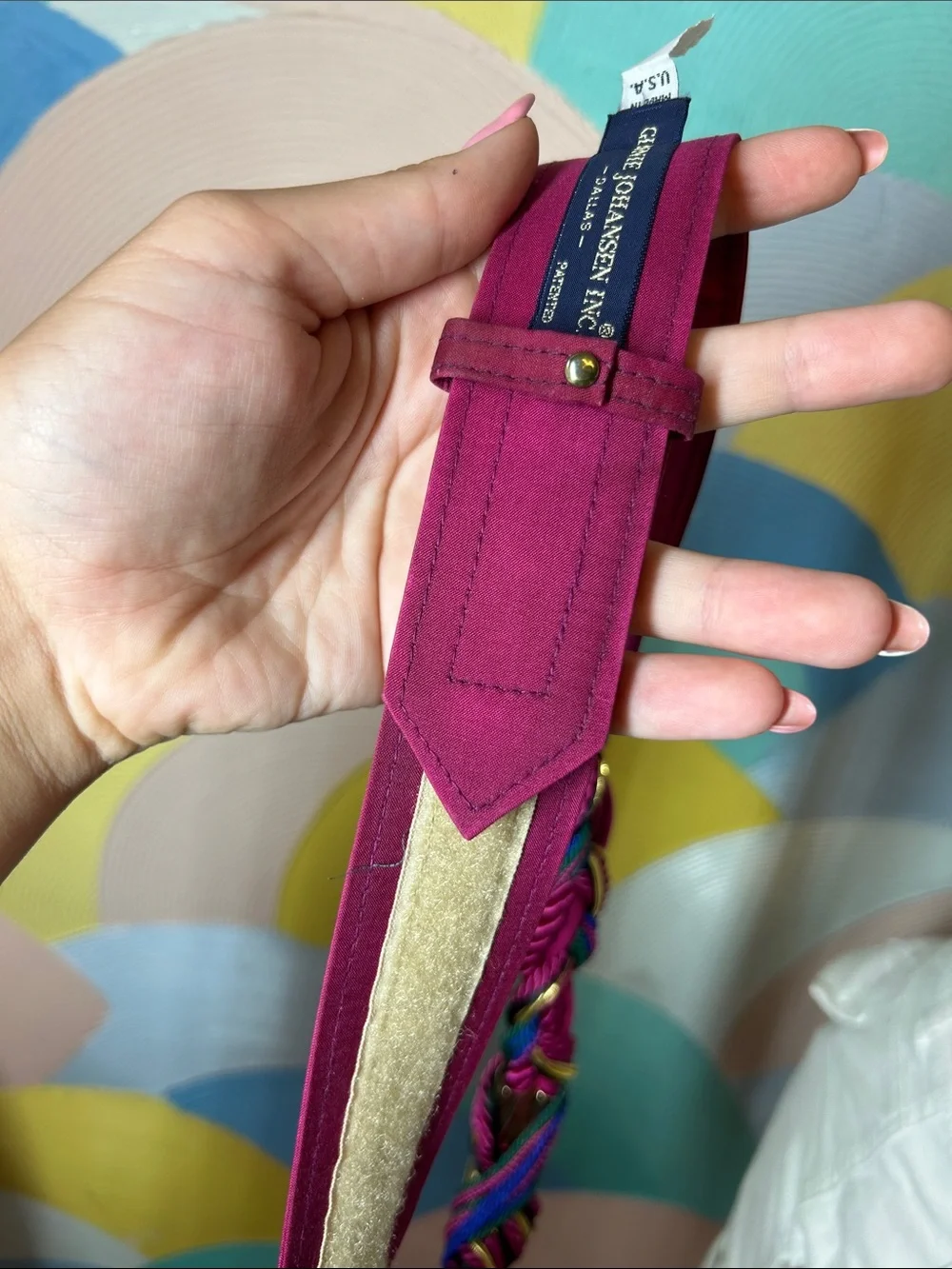 Vintage 1980s Ginnie Johansen Braided Fuchsia Multicolor Rope Belt Gold-Tone